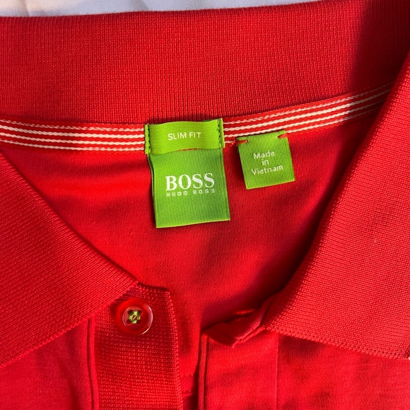 Boss Red Polo Shirt with Blue and White Stripes - Picture 4 of 5